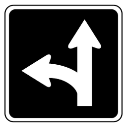Lane left or through sign from the Part 7 handbook PDF
