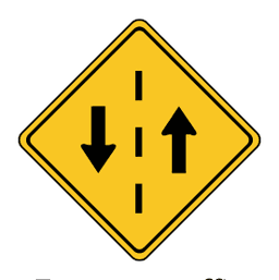 Two-way traffic ahead sign from the Part 7 handbook PDF