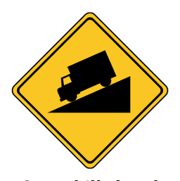 Steep hill sign from the Part 7 handbook PDF